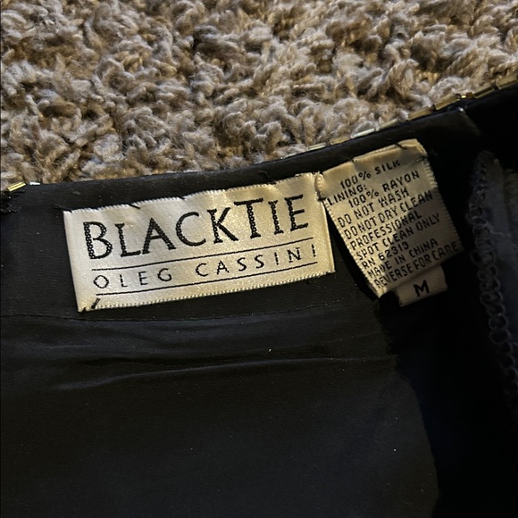 1980s Oleg Cassini Black Tie Multicolor Embellished Top - Picture 3 of 7